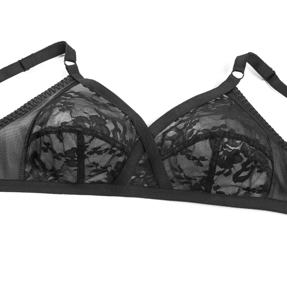 Womens Bra Lace Bralette Wireless Perspective Minimizer Sexy Lingerie BH Tops Underwear Plus Size B C D DD E F Cup