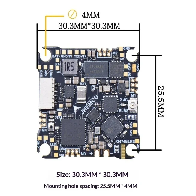 JHEMCU G474 ELRS AIO Flight Controller 12A ESC 1-2S HD FPV Drone FC Built-in ELRS Receiver ICM42688P