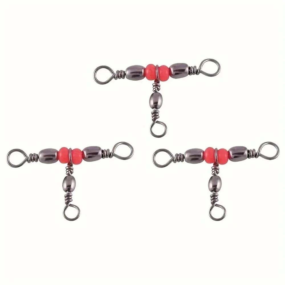 30 stücke 3 Weg Angeln Stecker Wirbel Snap Ring Mit Perlen Kreuz Linie Barrel Wirbel für Angelhaken Locken Linie angeln Zubehör – Detail 4