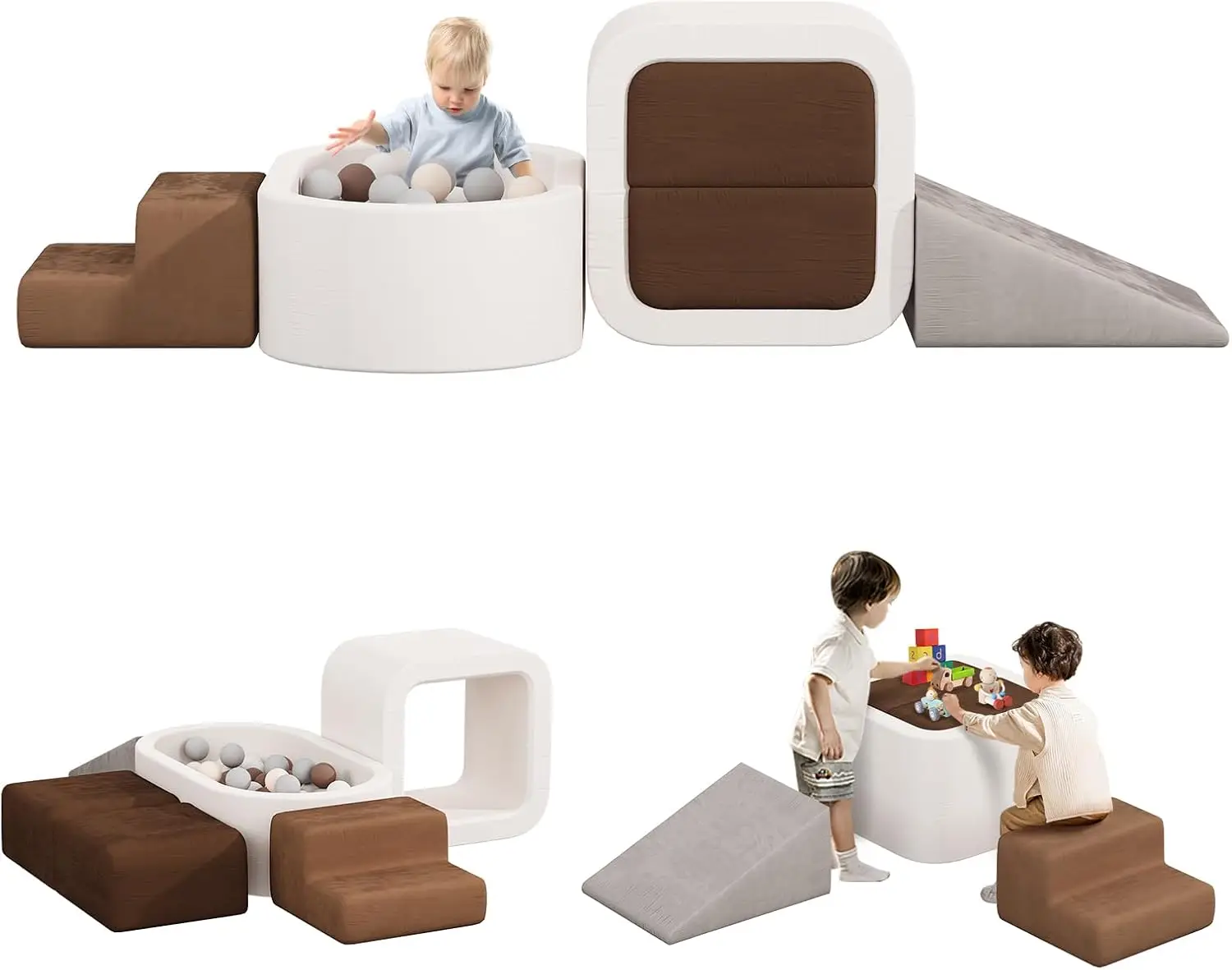 

BanaSuper 6-Piece Toddler Climbing Blocks with Ball Pit, Soft Foam Play Set Climbing Toys for Babies & Toddlers, Indoor Montesso