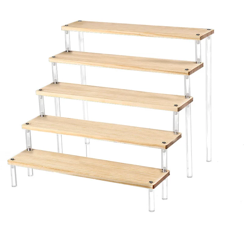 Wooden Display Stand Ladder Handicraft Stand Binary Model Display Rack Shoes Jewelry Cosmetics Perfume Home Storage Holders