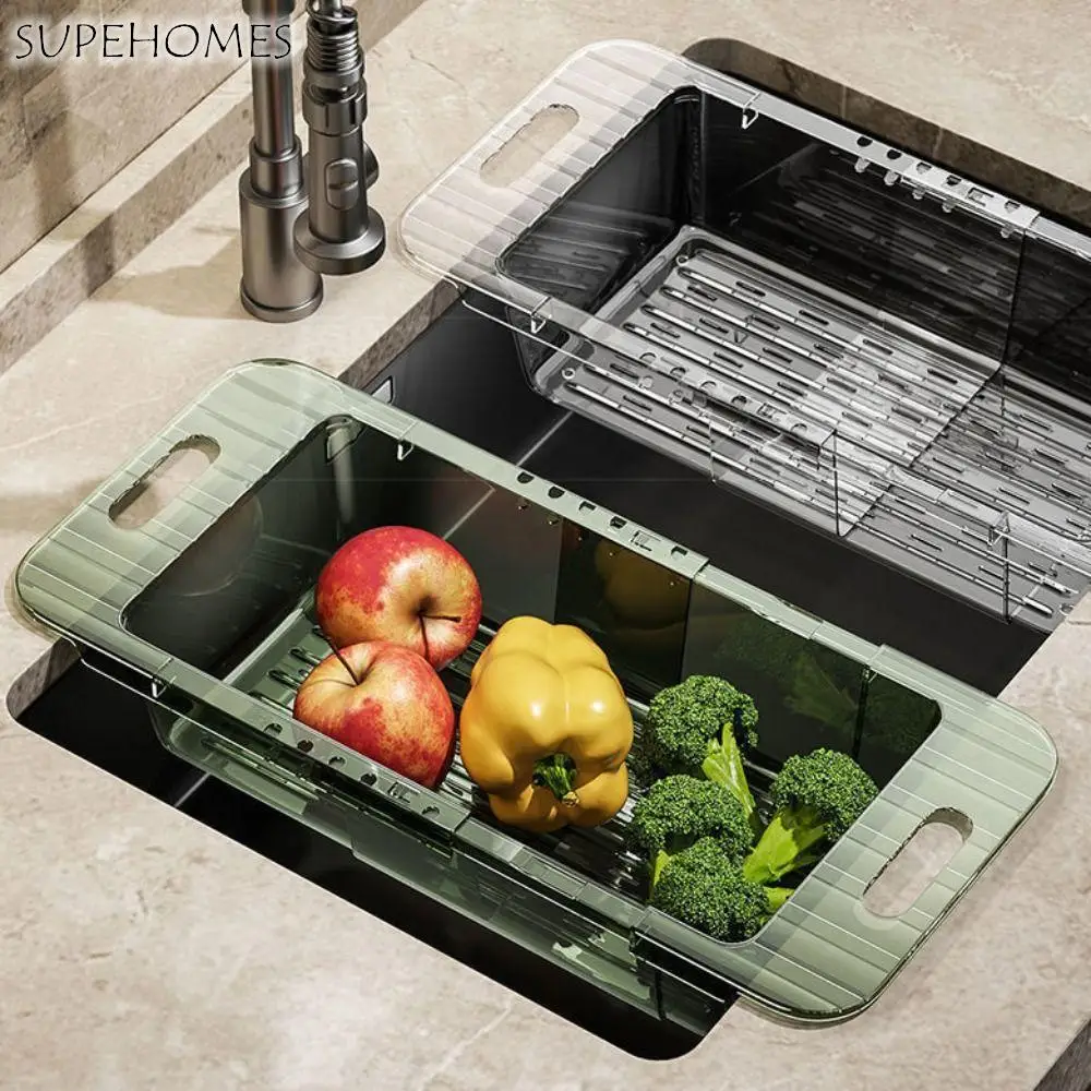 

Telescopic Kitchen Drainage Basket Flexible Space-Saving Retractable Drainage Rack Household Fruit Storage Box Kitchen