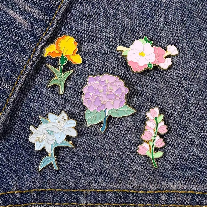 

Beautiful Flower Enamel Pins Clothes Sweater Decorative Metal Plant Brooches Collar Lapel Badge Backpack Hat Jewelry Accessories