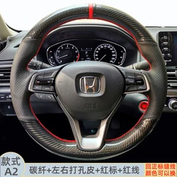 For Honda Accord 10 2018 2019 Insight 2019 Hand-Stitched Black carbon fiber non-slip Leather Car Steering Wheel Cover