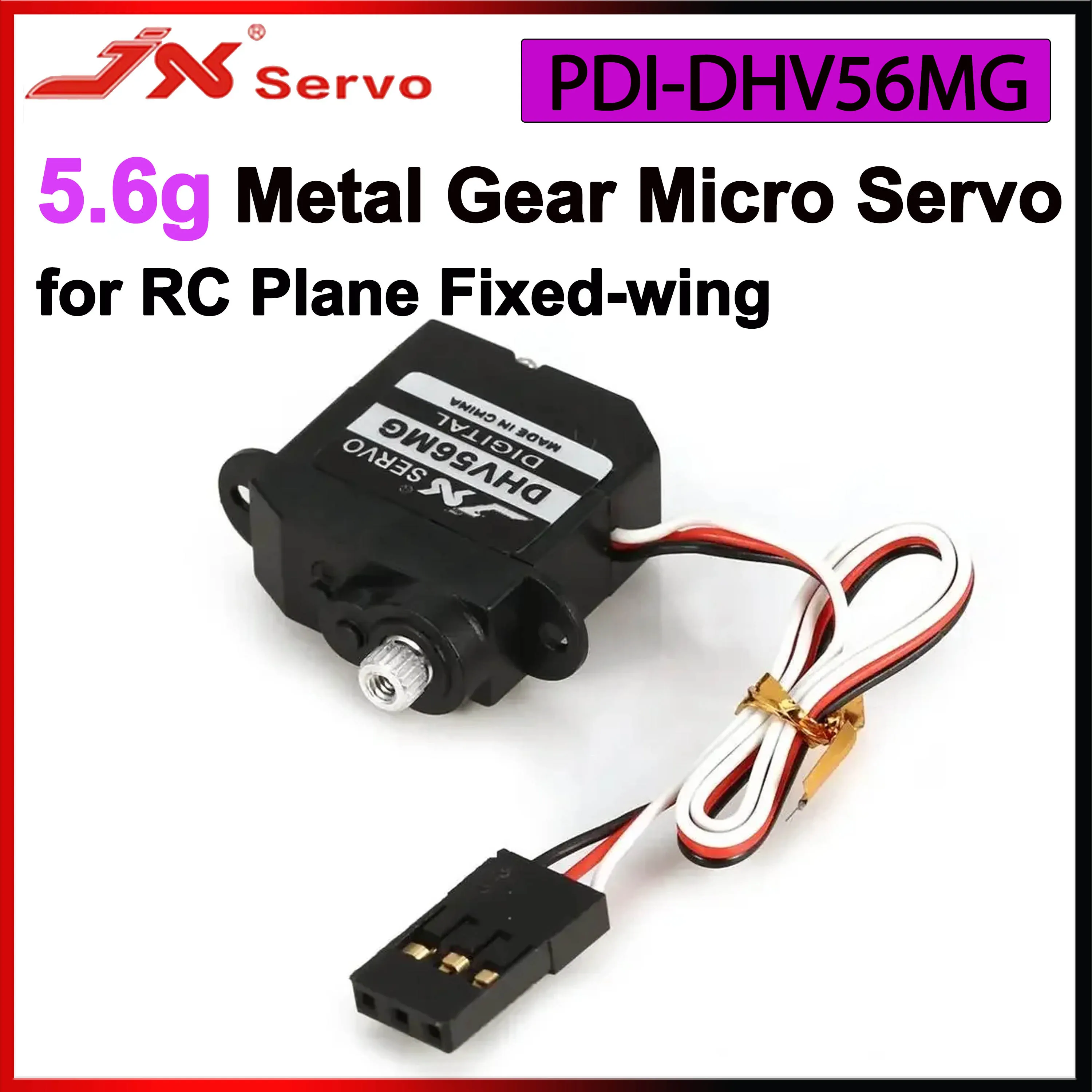 

JX Servo PDI-DHV56MG 5,6 г Цифровой сервопривод без сердечника HV 1,2 кг 0,10 с Металлическая шестерня для радиоуправляемого автомобиля Робот Самолет Дрон Модель игрушки DIY Часть