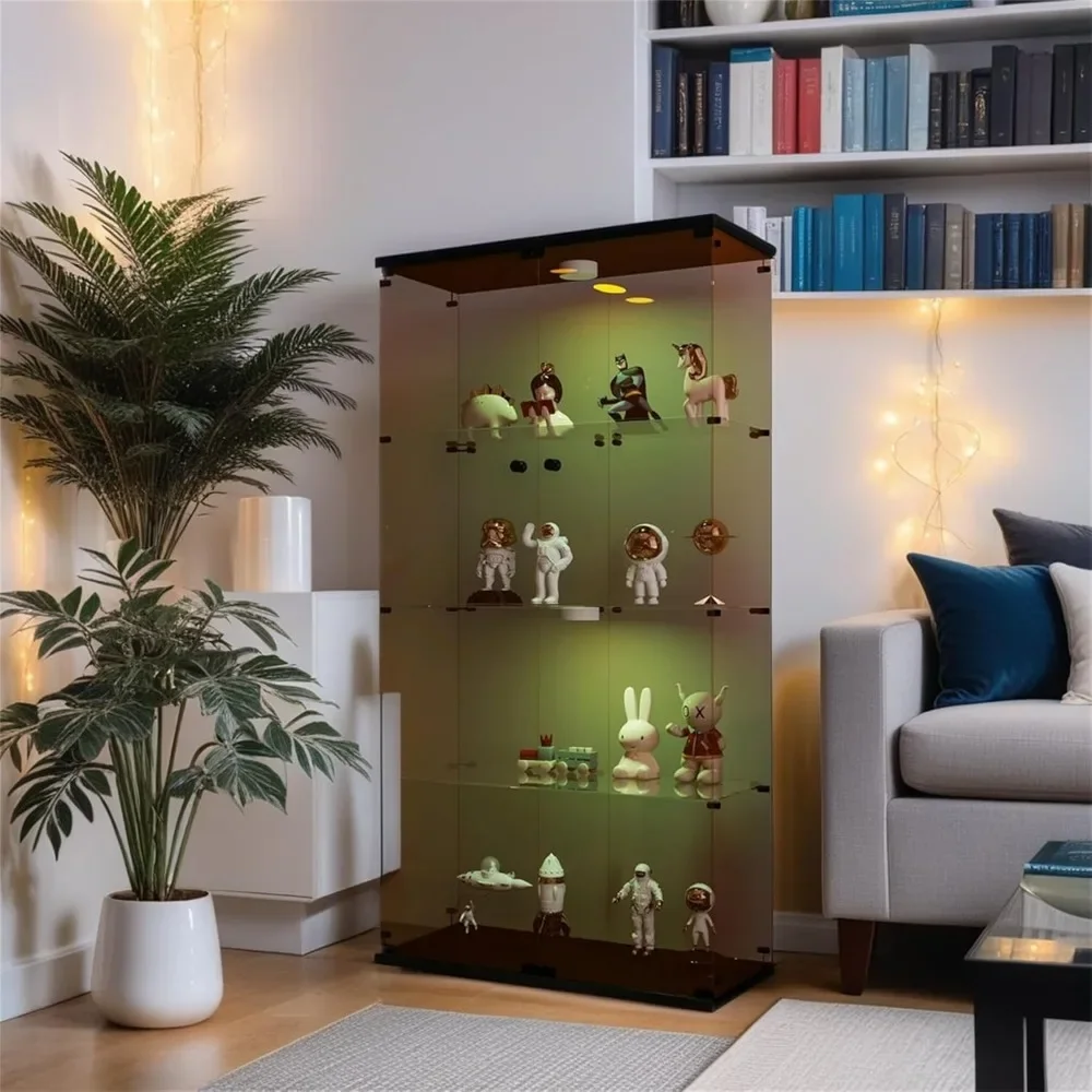 Display Cabinet with Glass Doors 4-Shelf Display Cabinet Curio Cabinet, Floor Standing Display 31" W x 14.3" D x 64.5" H