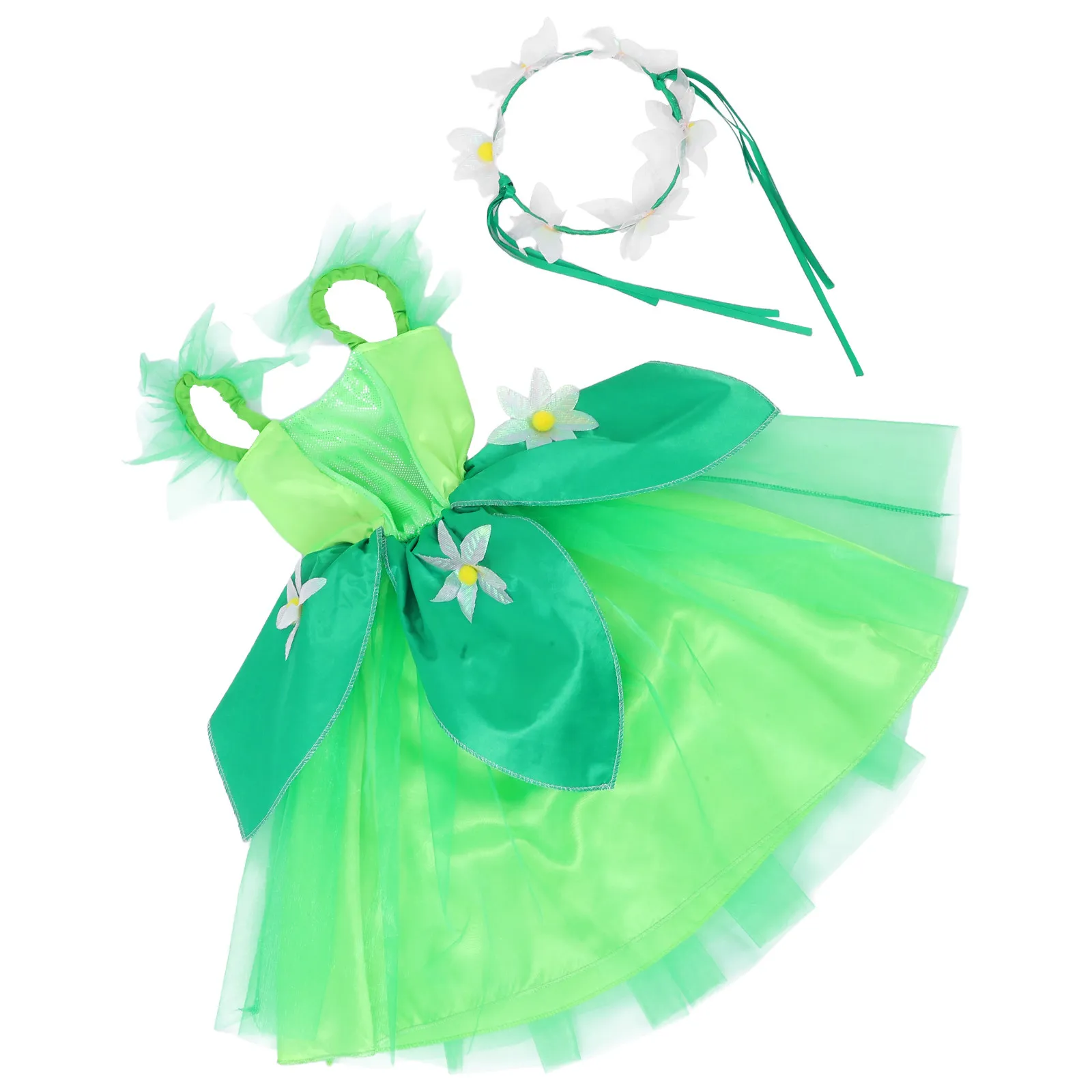 1Set Forest Fairy Skirt for Girls Comfortable Dance Costume Tutu Outfit Stage Play Birthday Party Cosplay Fairy Dress