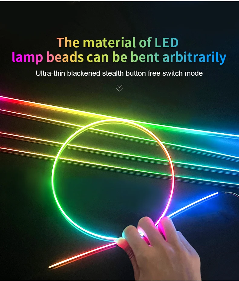 110cm 자동차 선 루프 분위기 조명 256 색상 LED 채광창 심포니 램프 APP 제어 자동차 인테리어 지붕 파노라마 주변 조명 썸네일 5