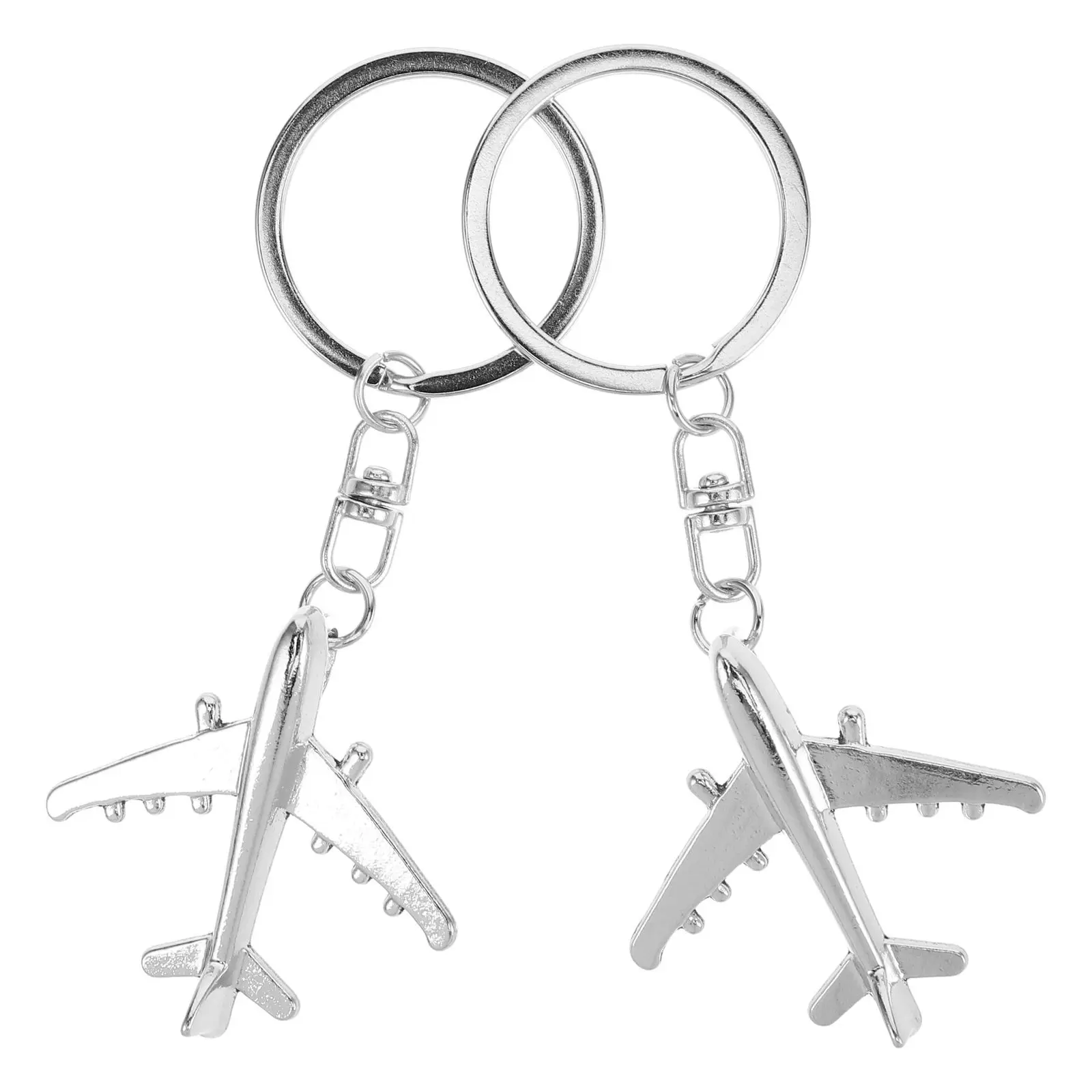 2Pcs Airplane Keychain Realistic Plane Pendant Metal Keychain for Traveler Pilot Aviation Fan Handbag Backpack Hanging Ornament