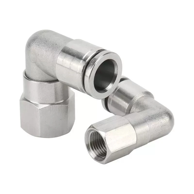 304 Stainless Steel Right Angle Internal Thread Pneumatic Quick Connector PLF6/8-01/02/03 Internal Wire 90 ° Bend Joint