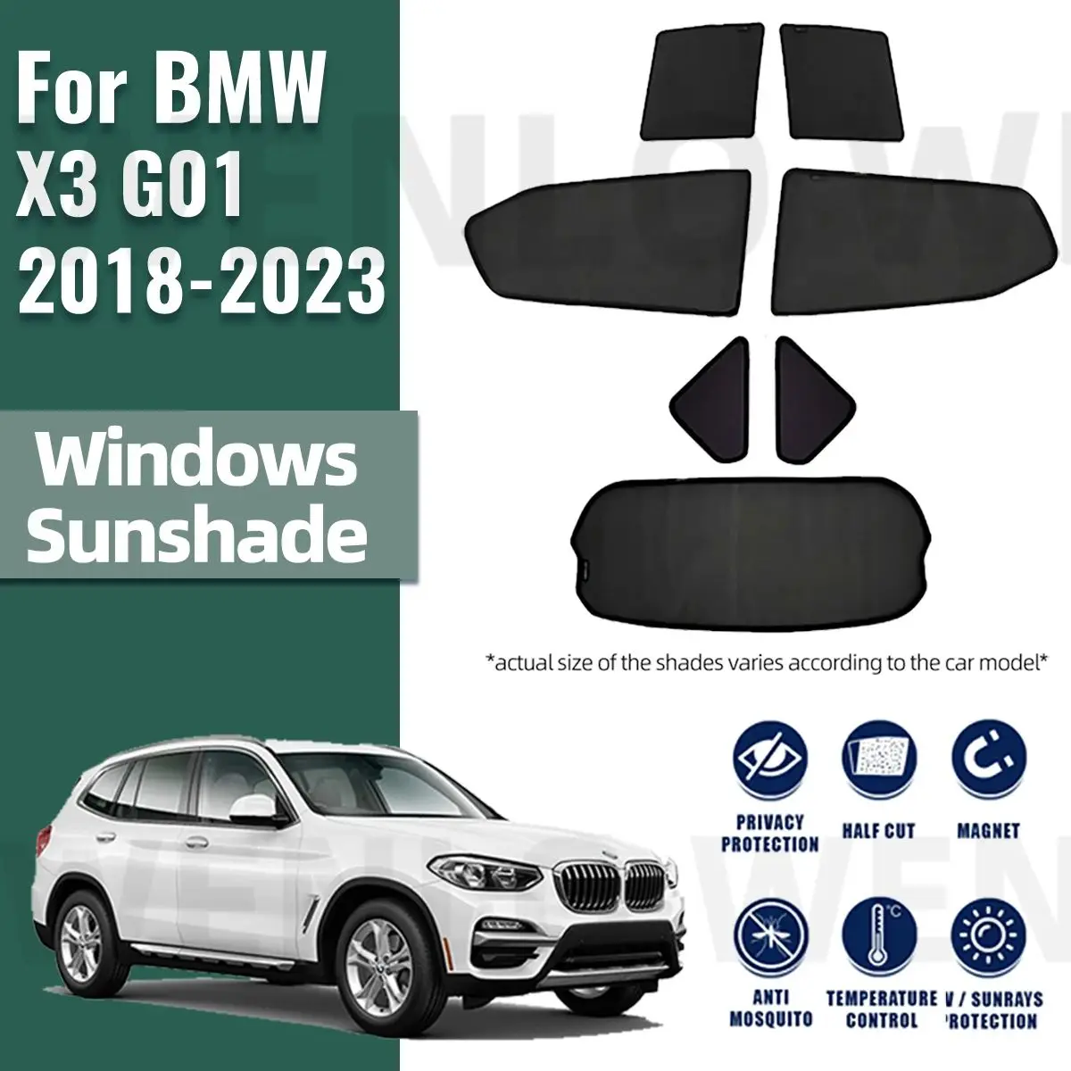 BMW X3 G01 2018-2023 2024 자동차 햇빛가리개 실드, 전면 앞 유리 프레임 커튼, 후면 측면 창문 차양 바이저