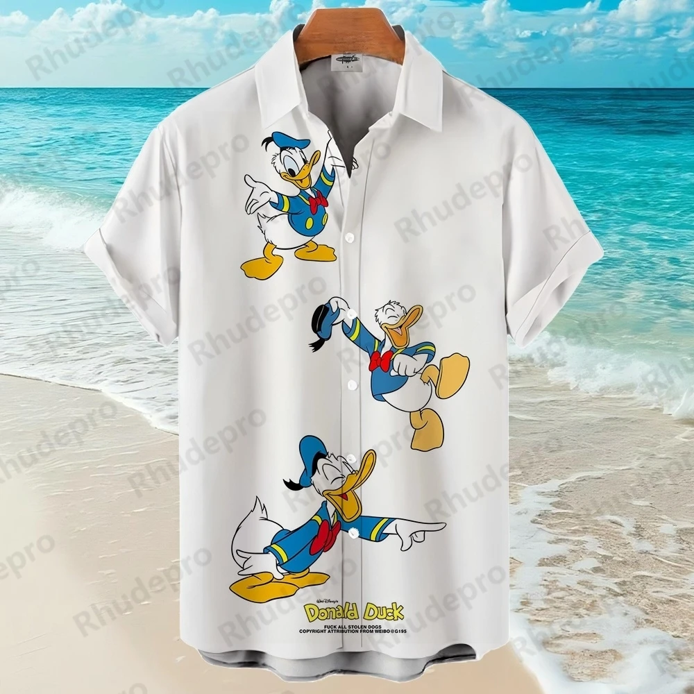 

2025 Imperial Mickey Mouse Cartoon Hawaiian Shirt Men's Women's Shirt Button Down Hawaiian Shirts Casual Beach Shirt Y2k Clothes