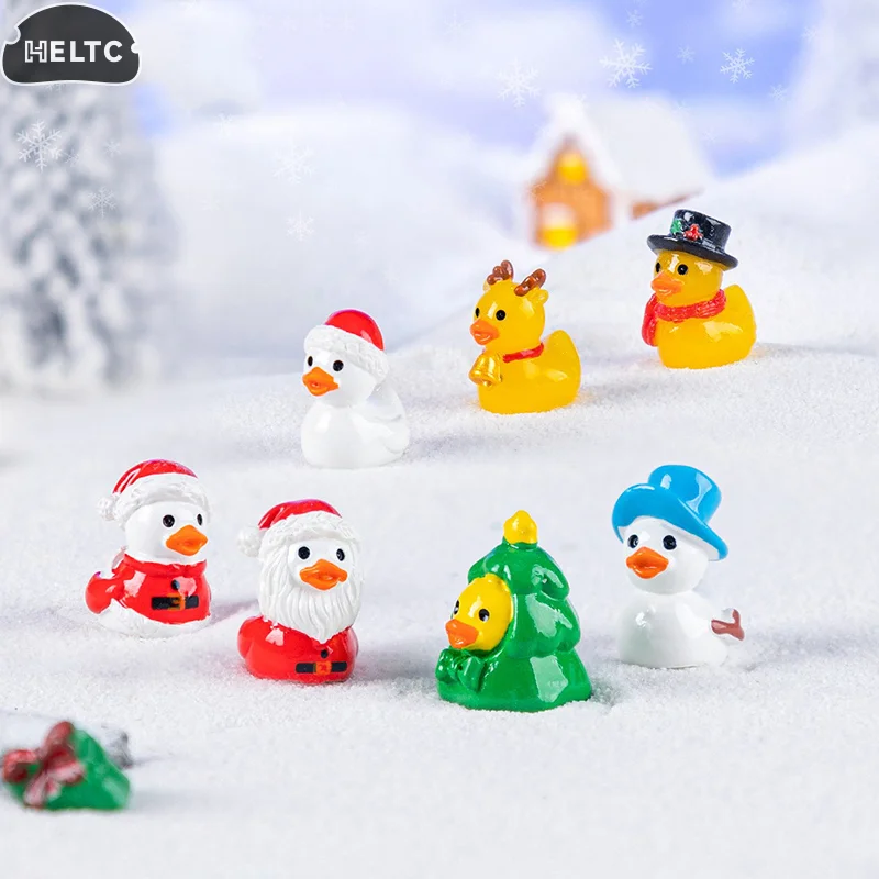 7 قطعة لتقوم بها بنفسك لطيف عيد الميلاد ليتل بطة صفراء دمية الثلوج المناظر الطبيعية اكسسوارات الديكور المشهد الصغير الحلي الصغيرة الحرف