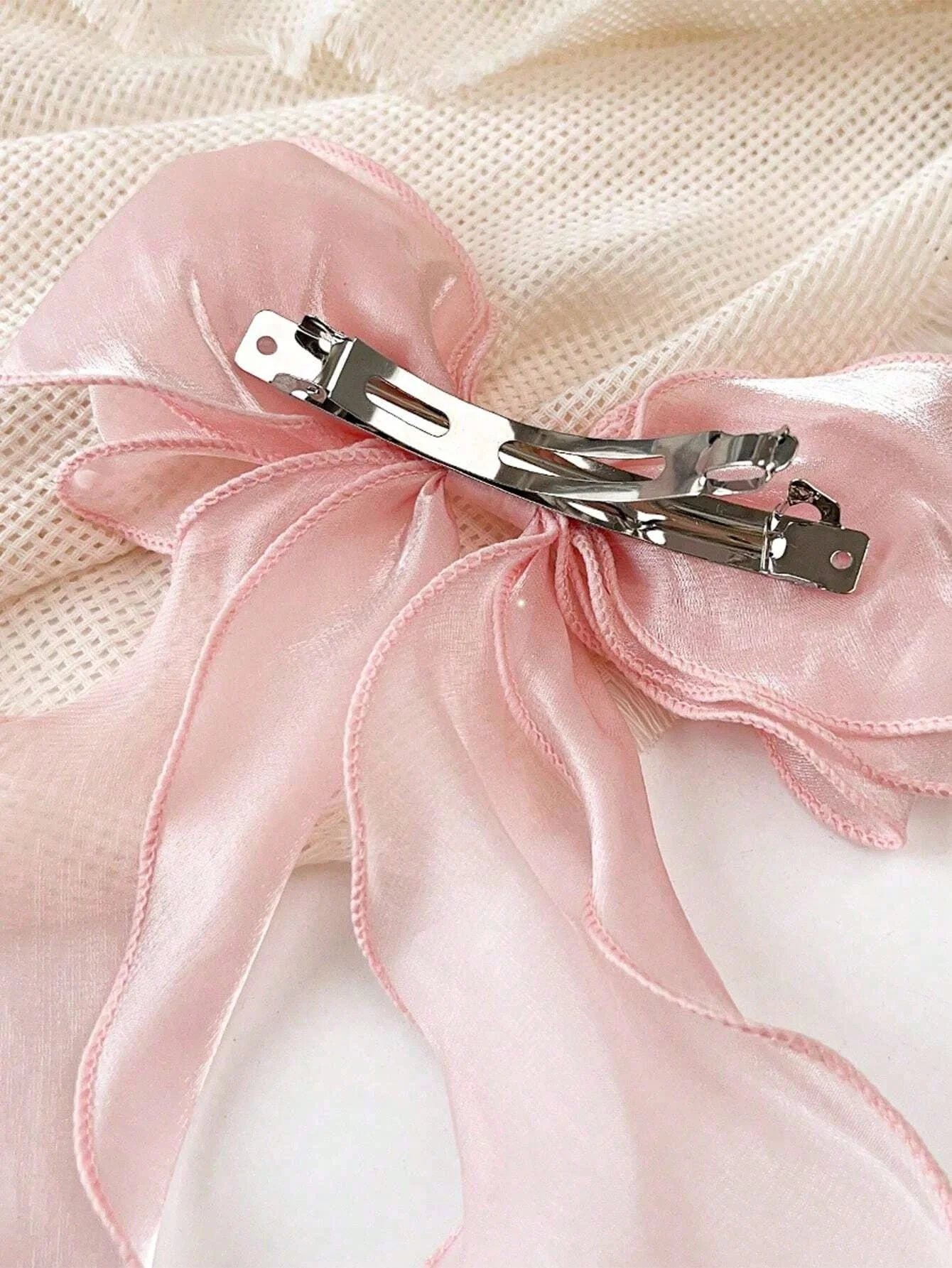1Pc mesh bow ribbon hair clip, women\'s high-end headpiece, large hair clip, hair accessory