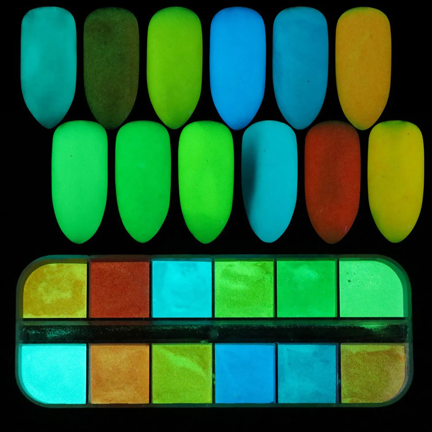 ผงทอง 12 สี สำหรับตกแต่งเล็บ กลิตเตอร์แบบสุ่ม ชิปอะลูมิเนียม ประกายวิบวับ สำหรับตกแต่งเล็บ