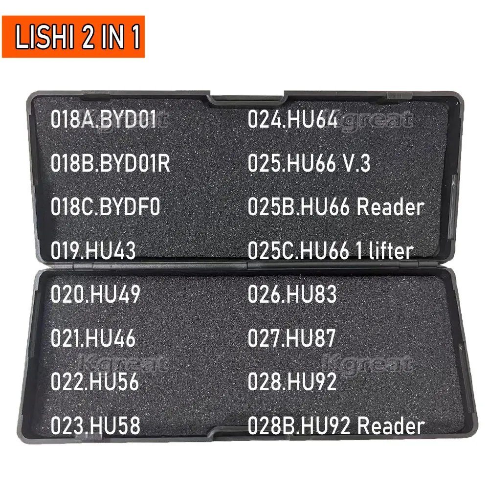 

018-030 Lishi 2 in 1 BYD01 BYD01R BYDF0 HU43 HU49 HU46 HU56 HU58 HU64 HU66 HU83 HU87 HU92 HU100 HU100(10) HU101 Locksmith Tools