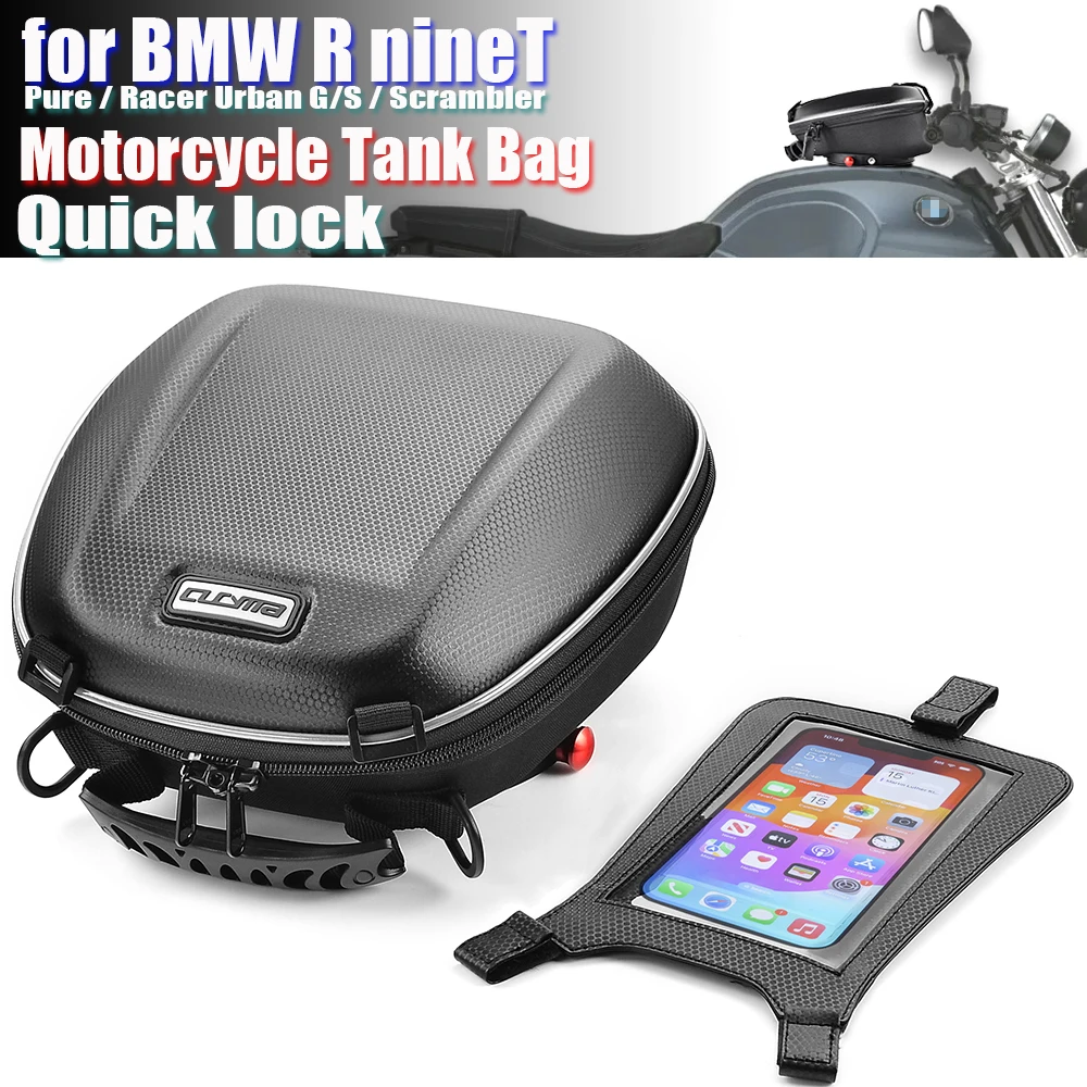 

Tank Bag for BMW R NineT Pure Sport Racer Scrambler Urban G/S Fuel Gas Waterproof Adapter Quick Lock Navigation Luggage Top Case