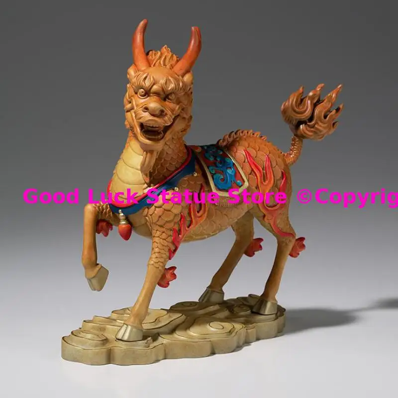 2025 ART Lucky 24k gold-plating dragon QI LIN COPPER Sculpture ART BEST Business gift decoration HOME Room OFFICE BAR CLUB decor