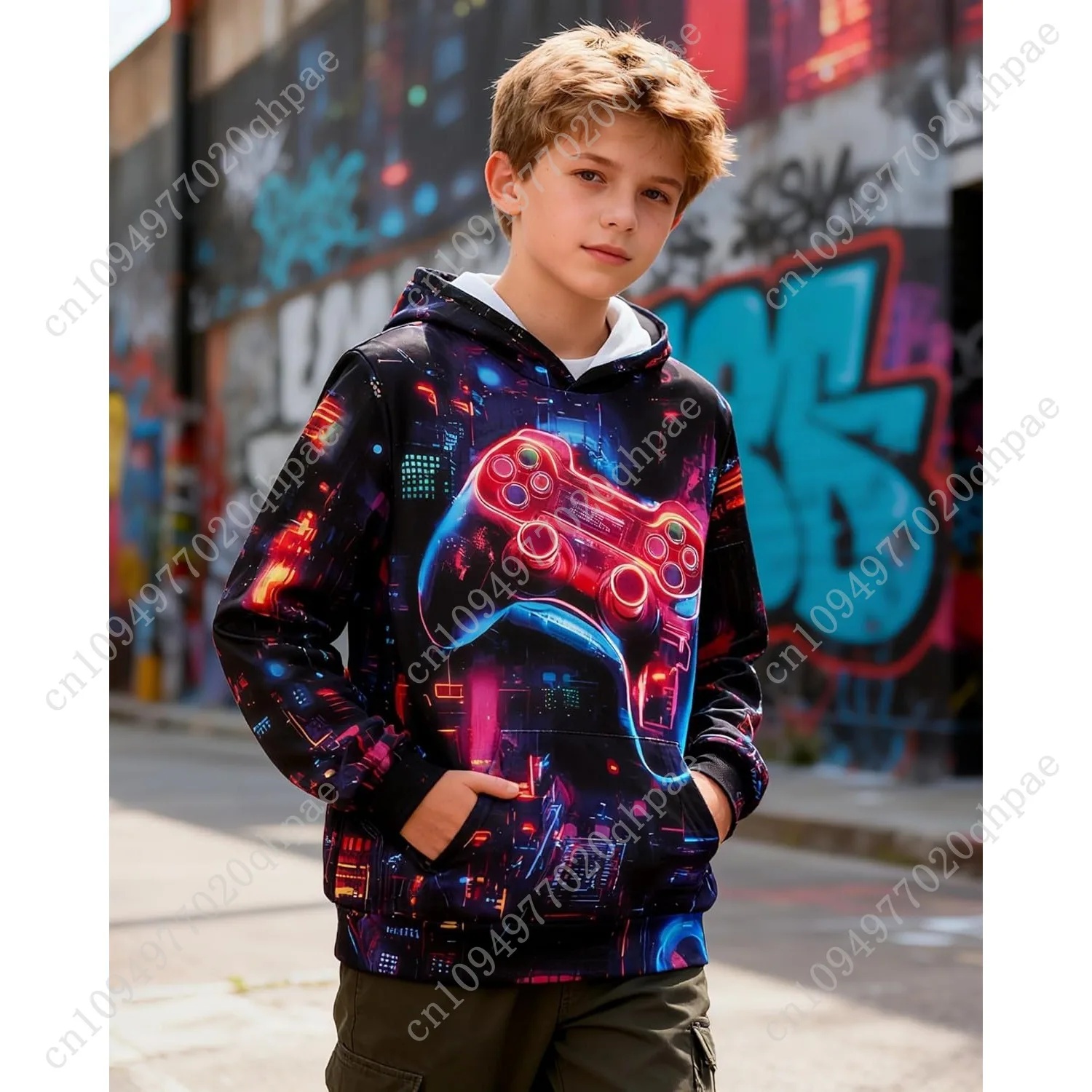 Idgreatim Jongens 3D Grafische Hoodies Kinderen Casual Sport Dunne Sweatshirt Maat 7-14T