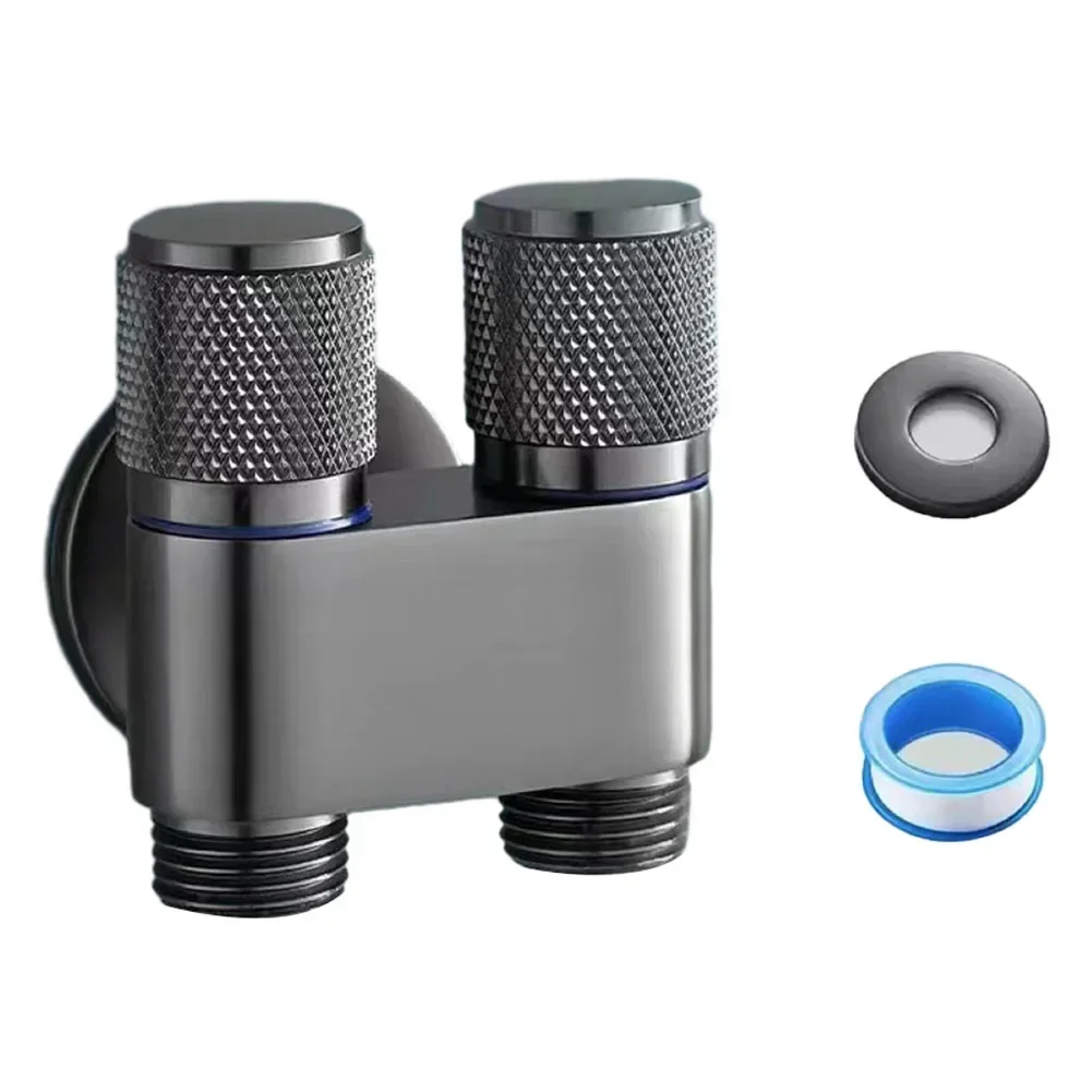 G1/2 Washing Machine Faucet Two Out Double Control Toilet Faucet Toilet Triangle Valve Cold Water Outlet Basin