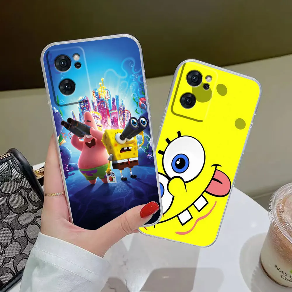 Clear Phone Case For OPPO RENO 10 9 8 8T 7 6Z 6 5 4 3 2Z PRO PLUS 4G 5G Case Funda Capa Shell Happy S-SpongeBob S-SquarePants