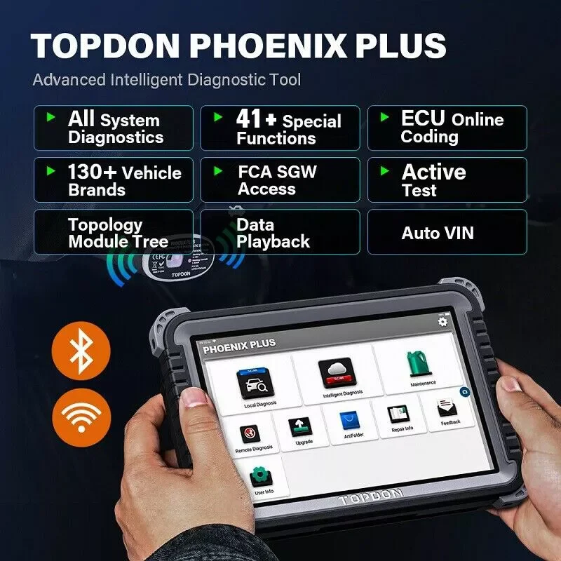 TOPDON Phoenix Plus Professional Car Diagnostic Tool ECU Coding Automotive OBD2 Scanner Active Test Scan Maintenance Repair Tool