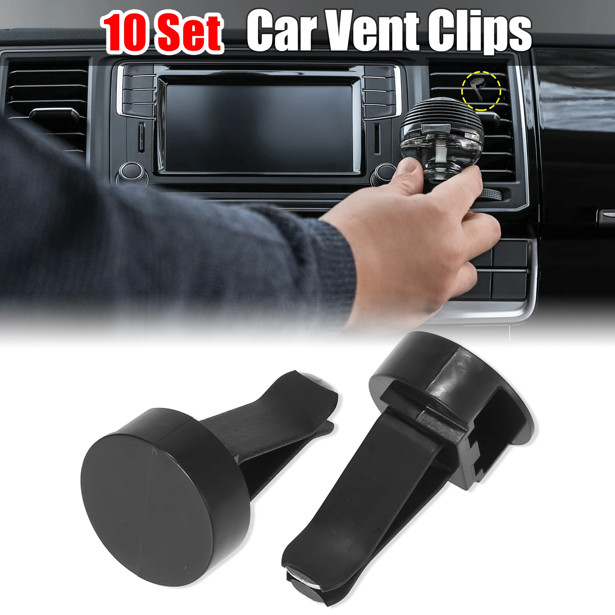 X Autohaux 10 20 Sets Square Head Car Air Vent Clip with Plastic Slot Head Vent Clip Air Conditioner Outlet Clips Black 40x24mm