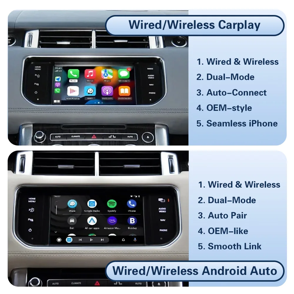 Wireless CarPlay Android Auto Decoder Box For Land Rover Jaguar XE XF Evoque Discovery4 Freelander2 XJL 2012-2018 Bosch System