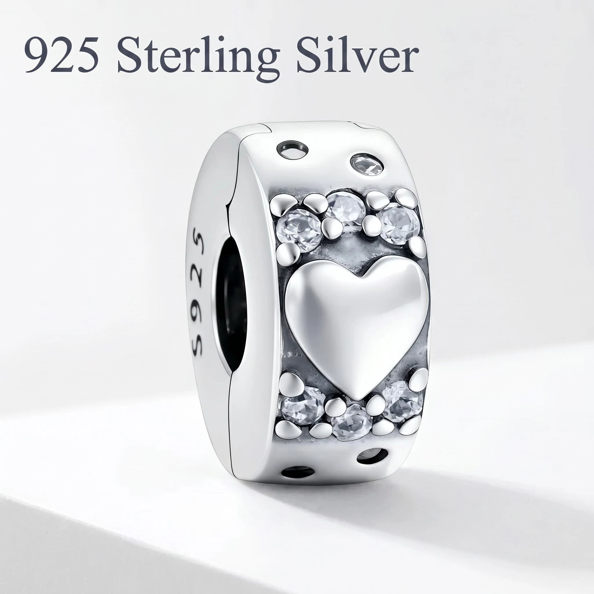 

2026 New 925 Sterling Silver Original love heart Positioning clip beads DIY charms Bracelet Accessories bead women Surprise gift