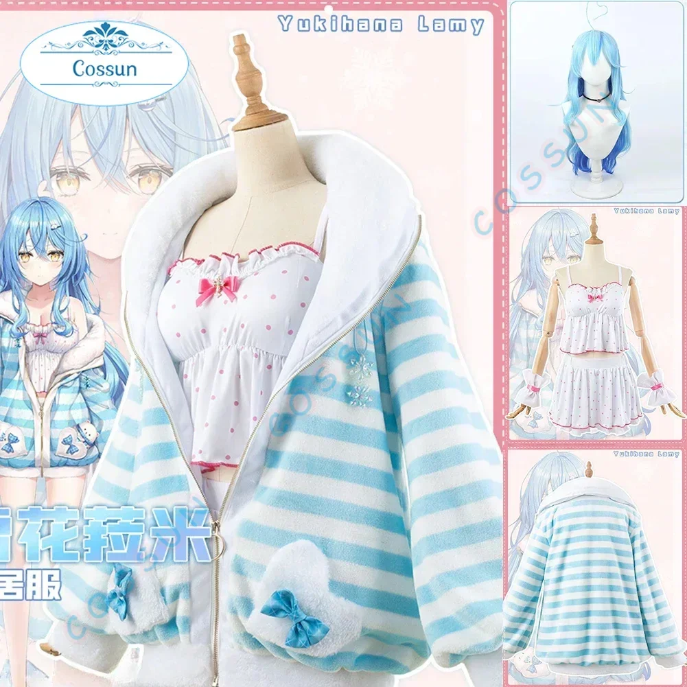 Vtuber Yukihana Lamy Косплей Костюм Хэллоуин Наряды Женские Юбки Домашняя Одежда Пижамные Чехлы Пальто Парик 2025