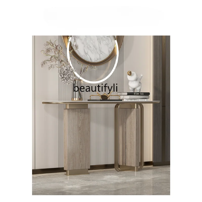 

Italian Style Light Luxury Console Modern Minimalist Entrance Hall Entrance Cabinet Living Room Stone Plate Side View Sets