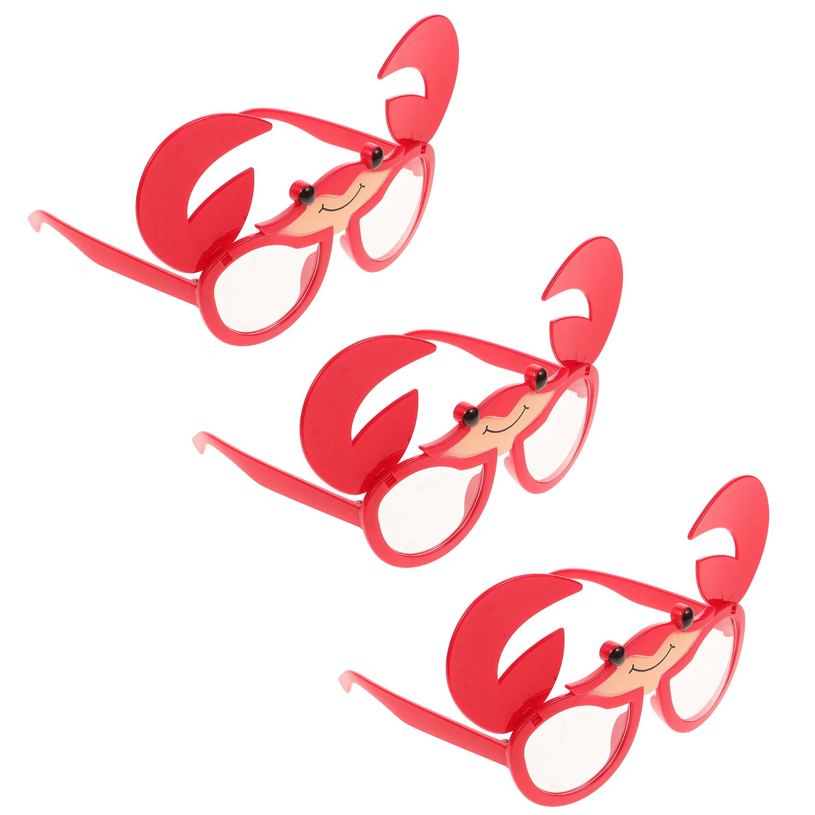

3pcs Crab Glasses Funny Hawaiian Sunglasses Beach Party Decorations Red Plastic Novelty Eyeglasses Lightweight Cartoon Design