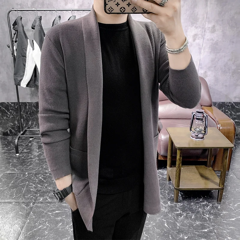 

Sweater male Cardigan Men Fashion Autumn Slim Fit Knitted Casual Big Pocket V Neck Long s 5 Colors 3XL-M