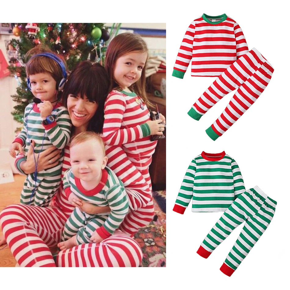 

Baby Boys Girls Pajama Set Kids Toddler Snug fit Classic Striped Pjs Cotton Sleepwear Loungewear Christmas Holiday Pajamas