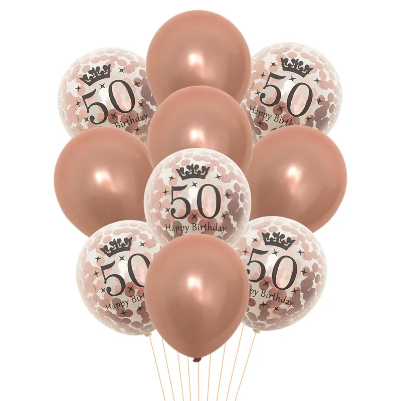 10 قطعة Rosegold 12 بوصة 30 40 50 60 عيد ميلاد سعيد اللاتكس بالونات النثار الكبار حفلة عيد ميلاد 30th الذكرى ديكور لوازم #3