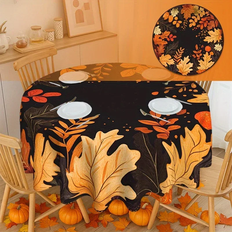 One pumpkin leaf and berry round tablecloth - Thanksgiving harvest tablecloth - party, picnic, dinner yzb