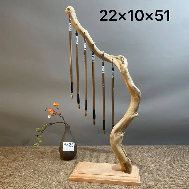 Artistic Brush Holder Solid Wood Brush Hanging Shelf Hairy Brush Holder Creative Chinese Style Brush Holder Display Shelf ZF300