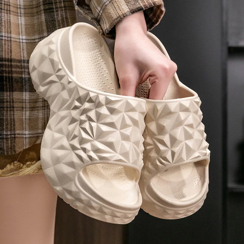 7CM Women Summer High Heeled Slippers Ladies Indoor Non-slips Wedges Sandals Couples Thick Sole Outdoor Beach EVA Flip Flops - view 3