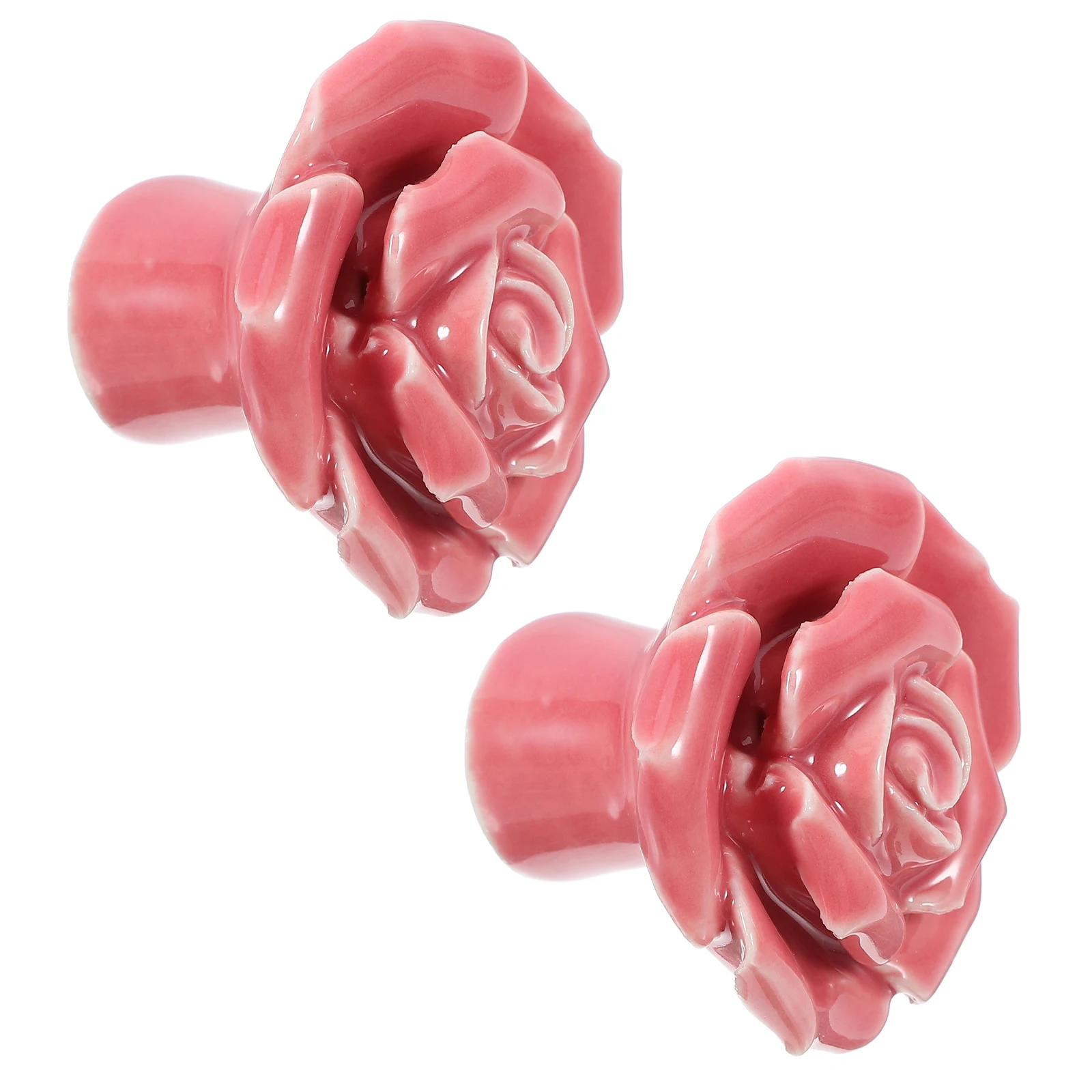 

2 Pcs Rose Ceramic Handle Vintage Cabinet Knobs Door Flower Handles Drawer Pulls Floral