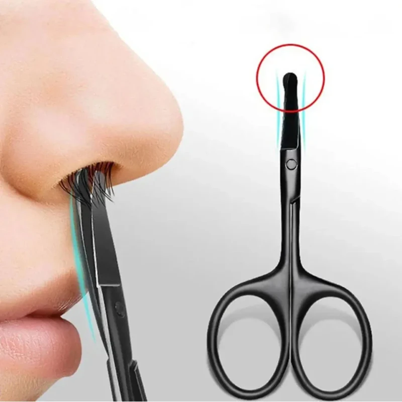 Electric Brushes for Hair Removal Stainless Steel Nose Hair Trimmer Safety Scissors Round Healths Black Shaving Beauty Neutral