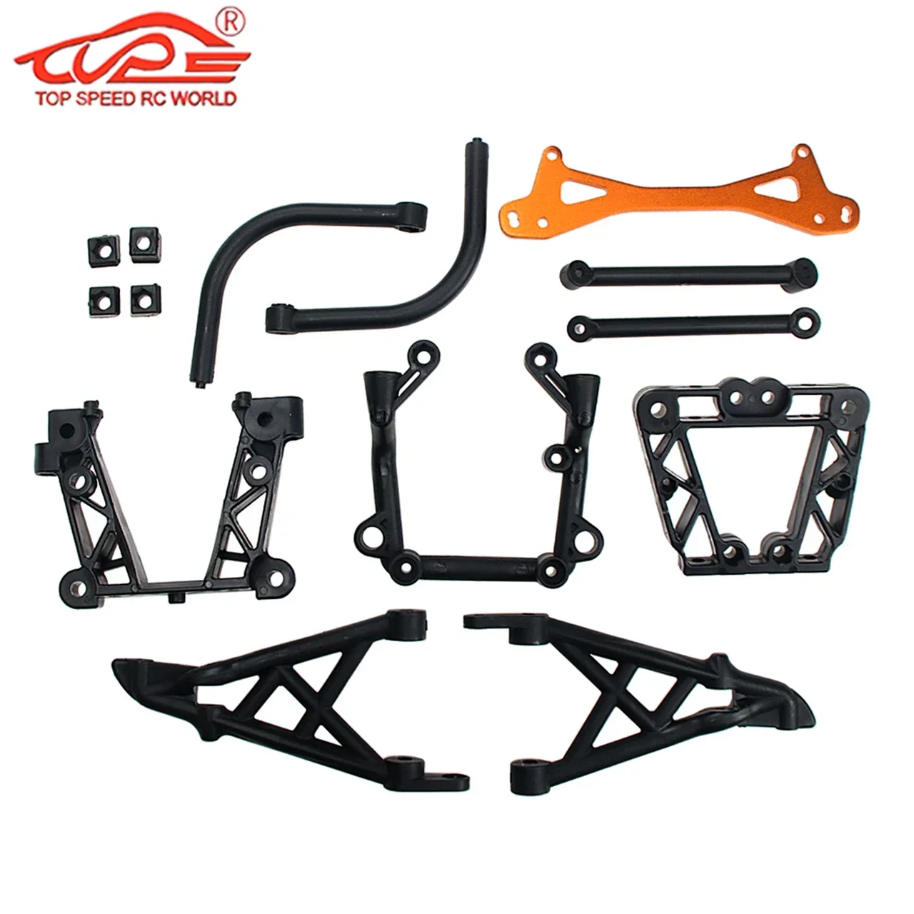 1/5 rc atualização de plástico anteparo traseiro e suporte torre choque conjunto para hpi rofun rovan baja 5b 5t 5sc ss kingmotor peças corrida