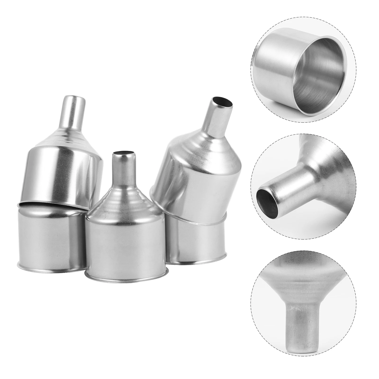 

5pcs Funnel Oil Transferring Home Use Liquid Wine Dispensing Stainless Steel Wine Dispensing Funnel Kitchen Bar Tools