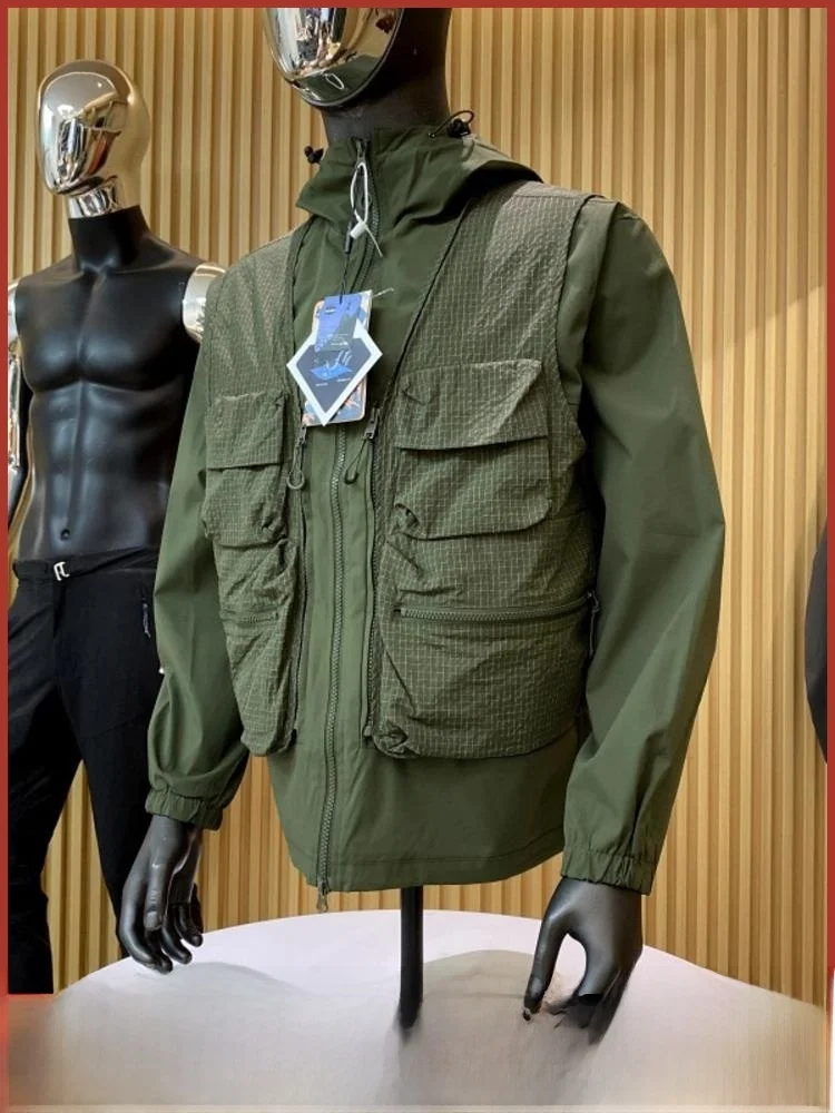 

ex Tee-in-One Detachable Outdoor Windproof Water-resistant Jaet Couples Sle Stand Fit Spring Autumn Nylon Polyester