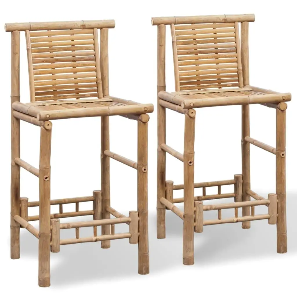 Set of 2 Bamboo Bar Stools - Stylish & Eco-Friendly Dining Chairs for Kitchen, Home, or Cafe