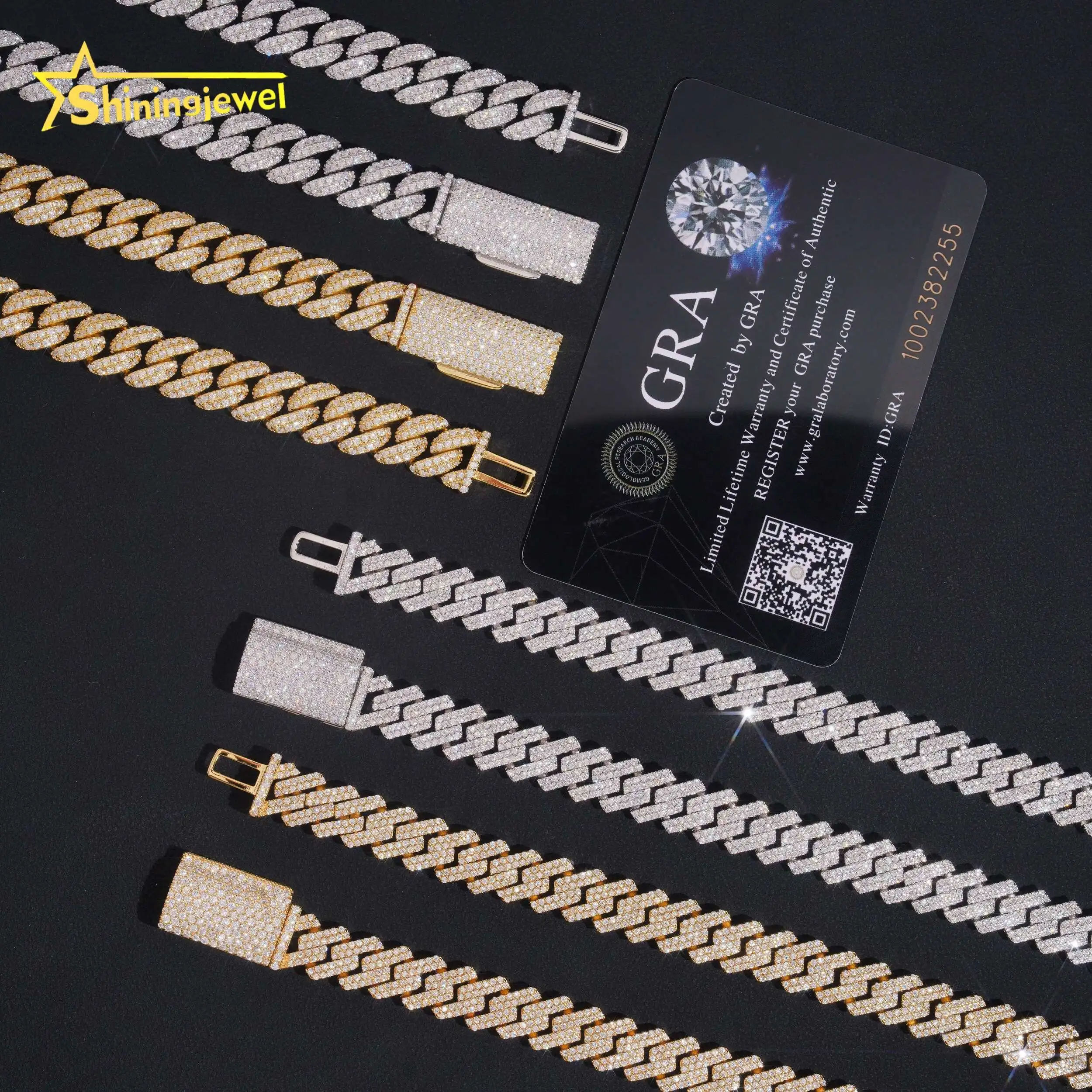 Large Stock 10mm Wholesale 925 Sterling Silver Hip Hop Jewelry Men Fashion Necklace Iced Out Moissanite Diamond Cuban Link Chain