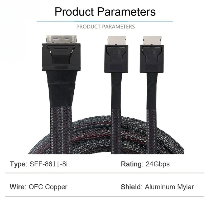 PCI-E Ultraport Oculink PCIe PCI-Express Data Active Cable SFF-8611 8i To Dual 2X Oculink SFF-8611 4i PCI-Express Cable