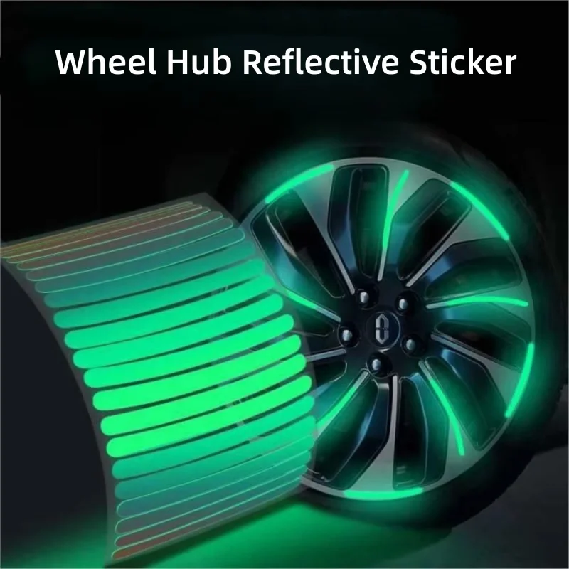 

20Pcs Car Wheel Hub Reflective Sticker Tire Rim Reflective Strips Luminous for Night Driving Car Bike Motorcycle Wheel Sticker