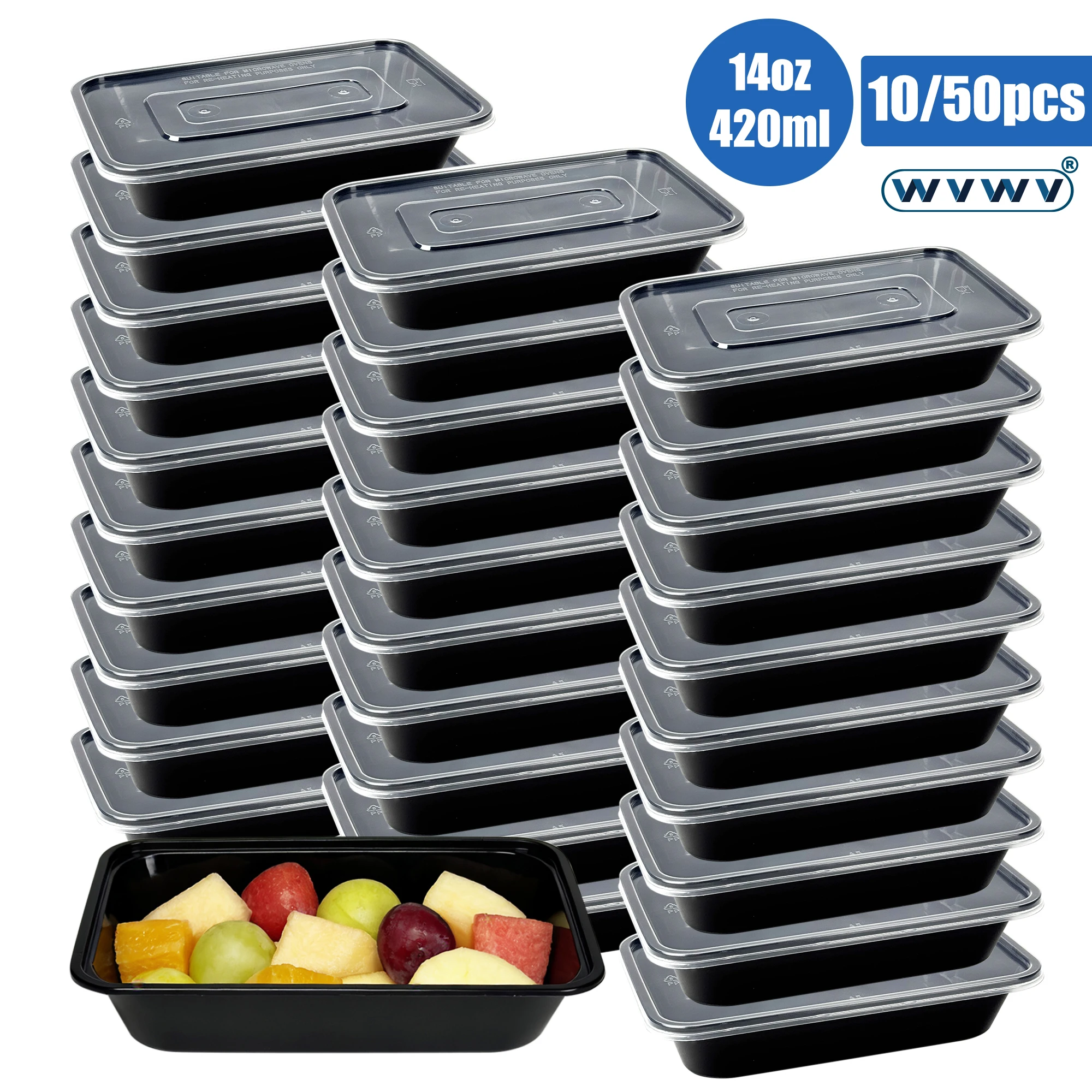 Meal Prep Menu - 10/50Pcs, 420ml Reusable Food Storage Containers,