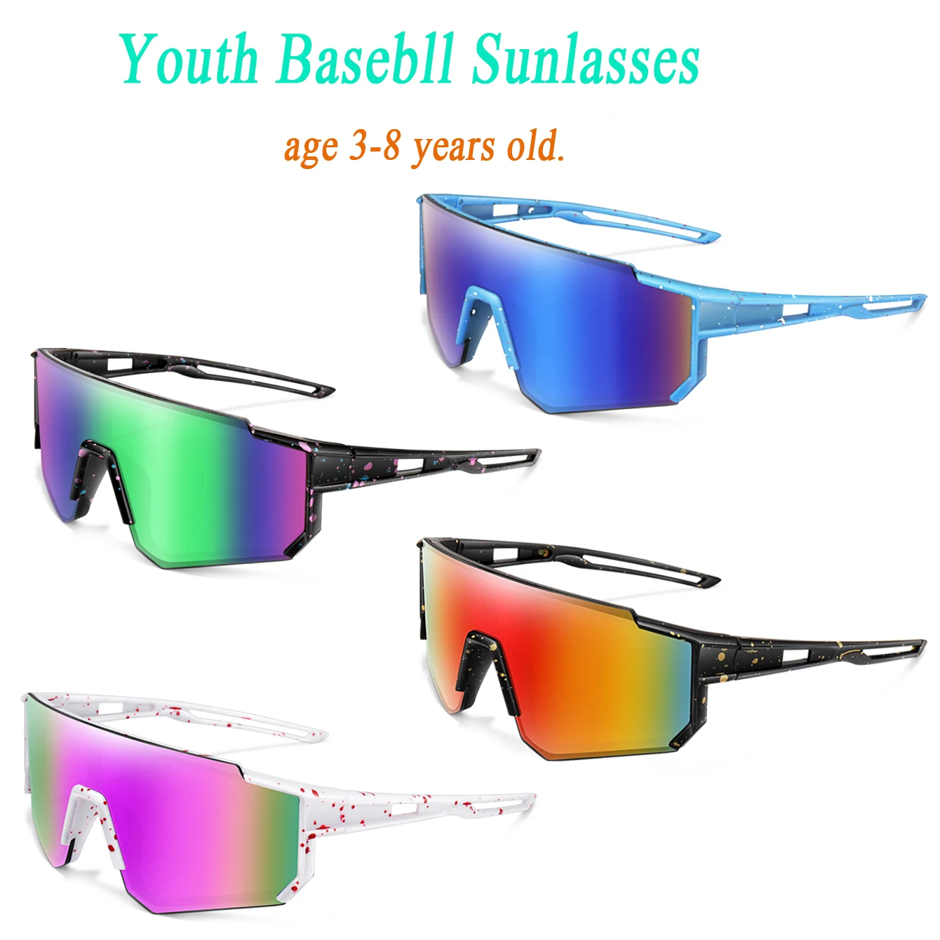 3-8 Year Old Kids Baseball Sunglasses Boys Girls Outdoor Bicycle Glasses UV400 Youth Sport Camping Mtb Bike Kids Eyewear