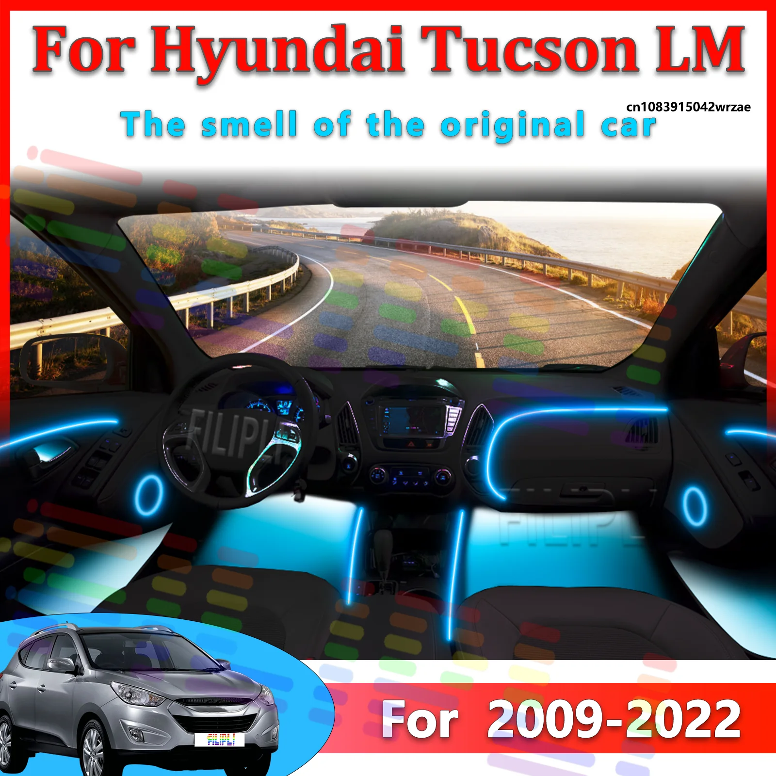 

For Hyundai Tucson 2022Y LM Car LED Ambient Lamps Colorful Atmosphere Lights Auto Interior Neon Strip App Control 64 RGB Light